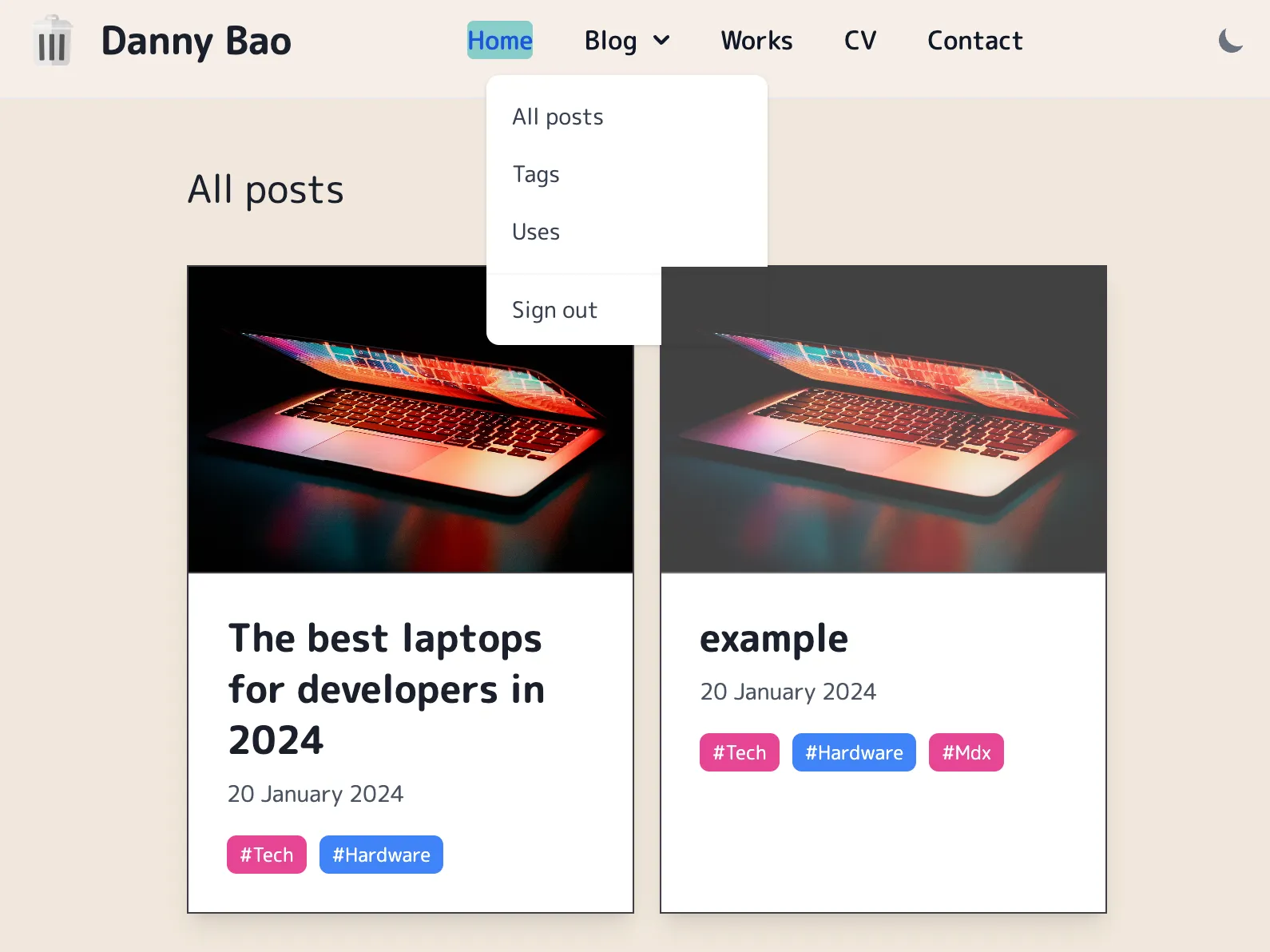 Article card overlapping with dropdown menu